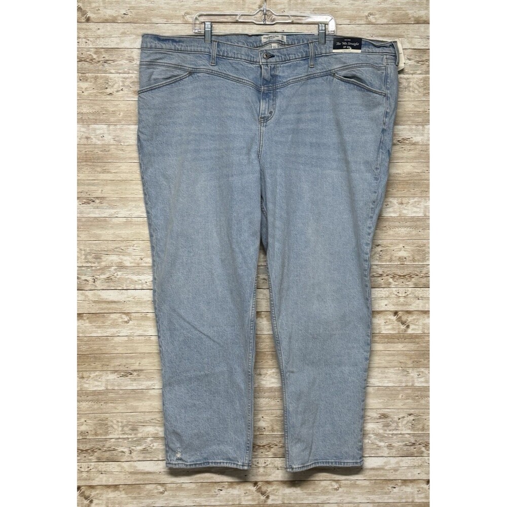 NWT Abercrombie Fitch The 90s Straight Mid Rise Jeans Denim Curve Love 37 x 24R